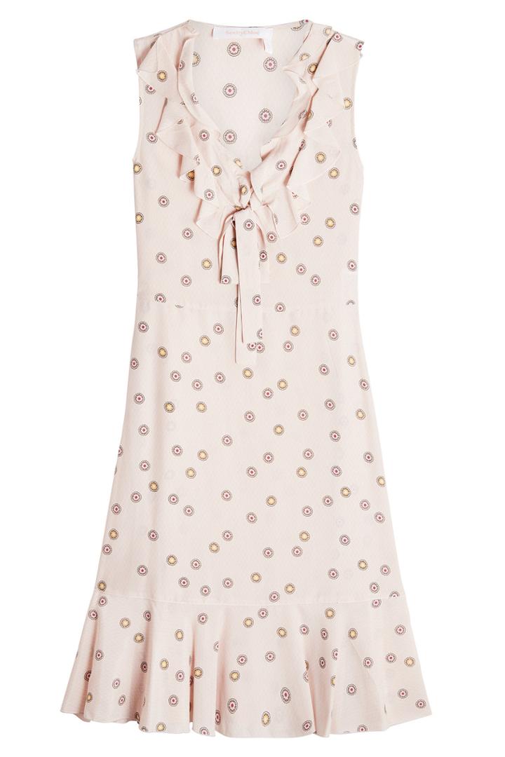 See By Chloé See By Chloé Printed Sleeveless Midi Dress With Silk
