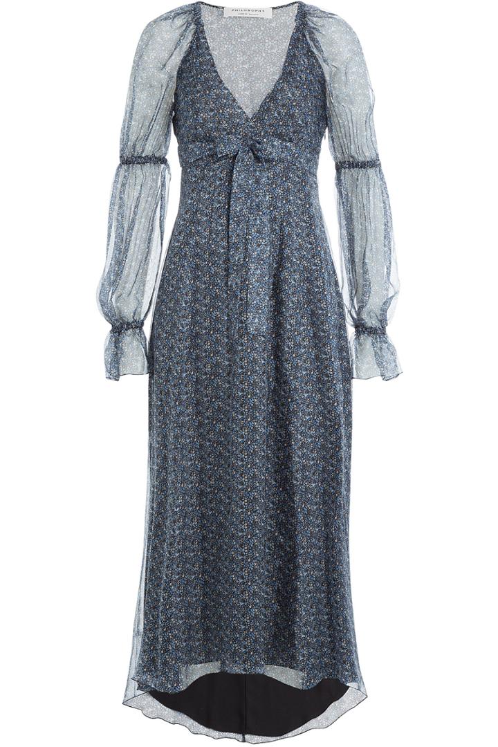 Philosophy Di Lorenzo Serafini Philosophy Di Lorenzo Serafini Printed Silk Dress - Blue