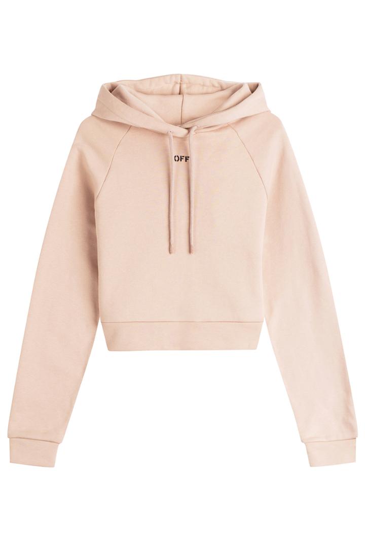 Off-white Off-white Cropped Cotton Hoody - Beige