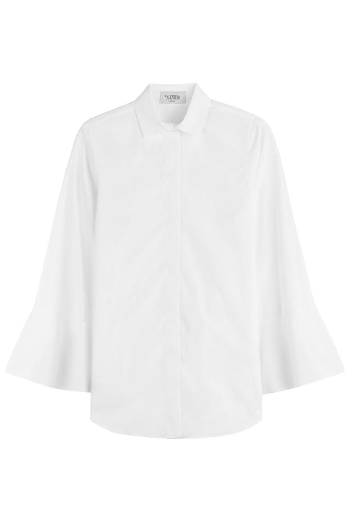 Valentino Valentino Cotton Blouse With Flutter Sleeves