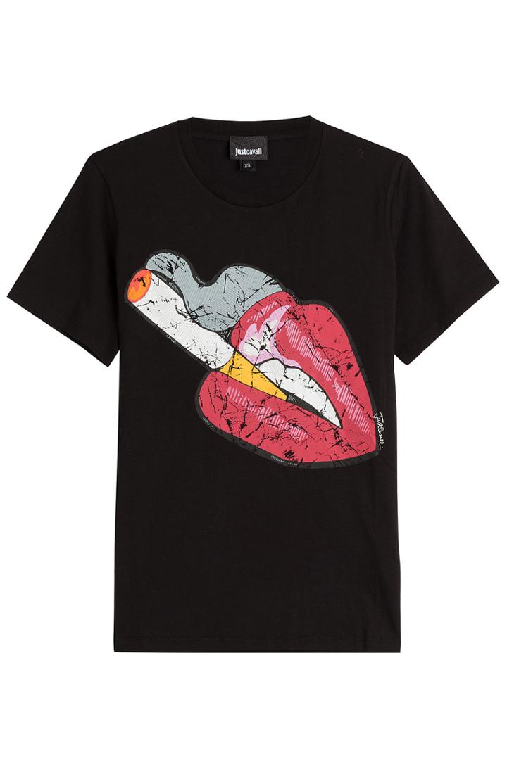 Just Cavalli Just Cavalli Printed Cotton T-shirt - Black