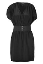 Akiko Akiko Black Belted Silk Surplus Dress - Black