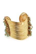 Gas Bijoux Gas Bijoux Wave 24k Gold Plated Cuff With Glass Rocailles
