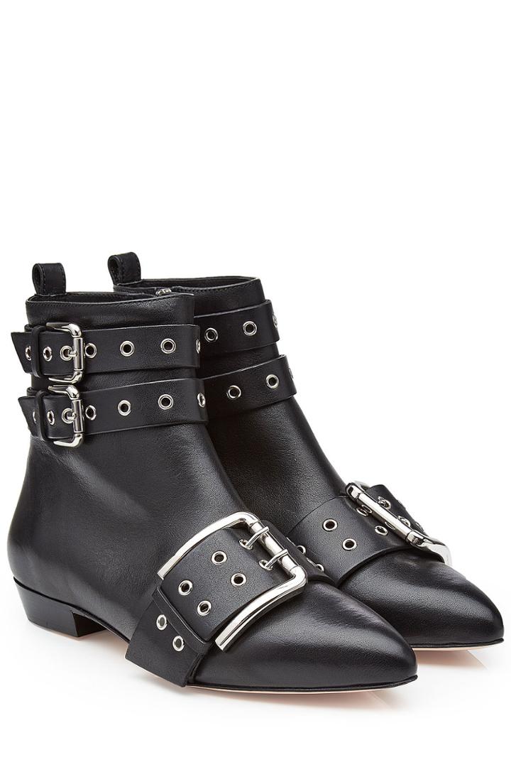R.e.d Valentino R.e.d Valentino Leather Ankle Boots With Buckles