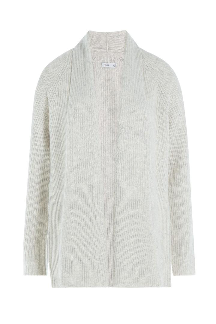 Vince Vince Wool-cashmere Ribbed Cardigan - Grey