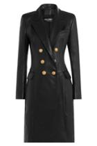 Balmain Balmain Leather Coat With Embossed Buttons - Black