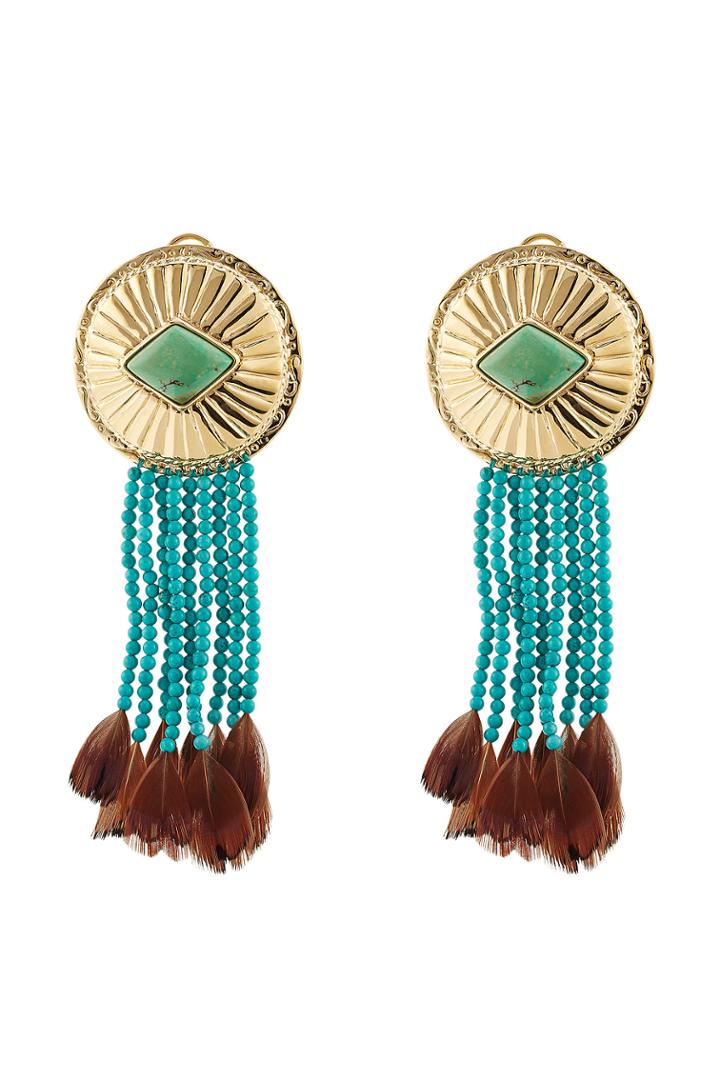 Aurélie Bidermann Aurélie Bidermann Navajo Earrings With Turquoise And Pheasant Feathers