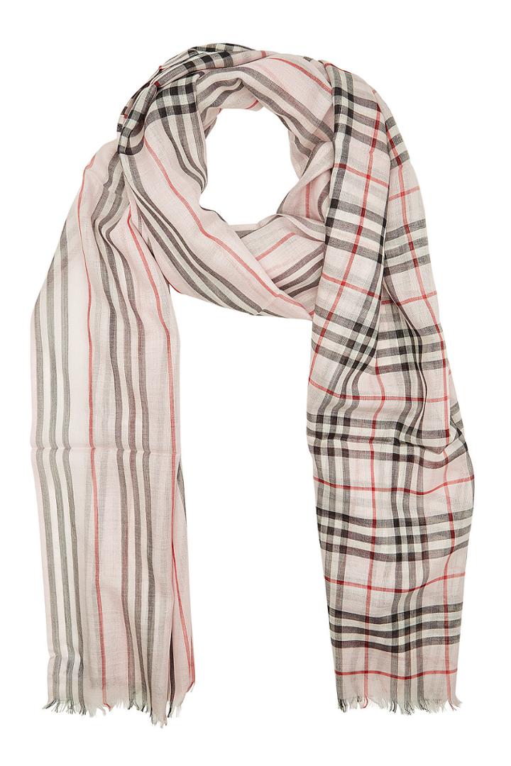 Burberry Burberry Checked Scarf In Wool And Mulberry Silk