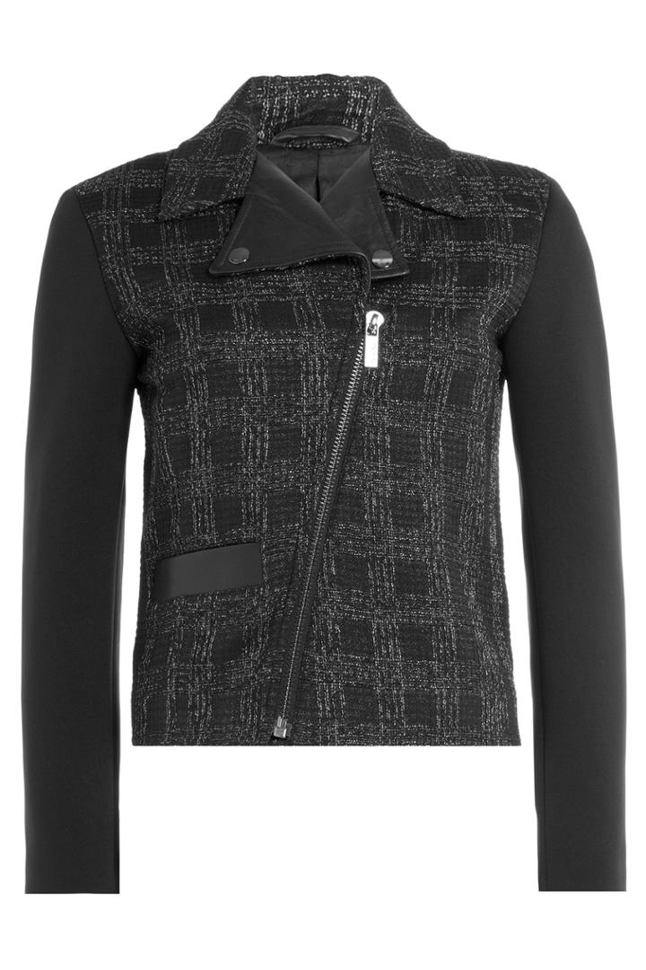 Karl Lagerfeld Karl Lagerfeld Tweed Biker Jacket - Black