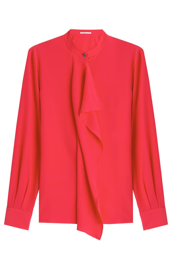 Agnona Ruffle Front Silk Blouse