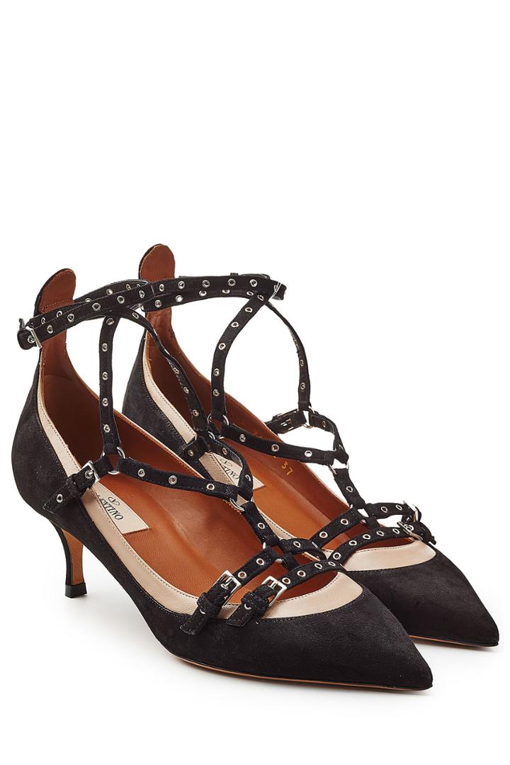Valentino Valentino Suede Kitten Heel Pumps - Black