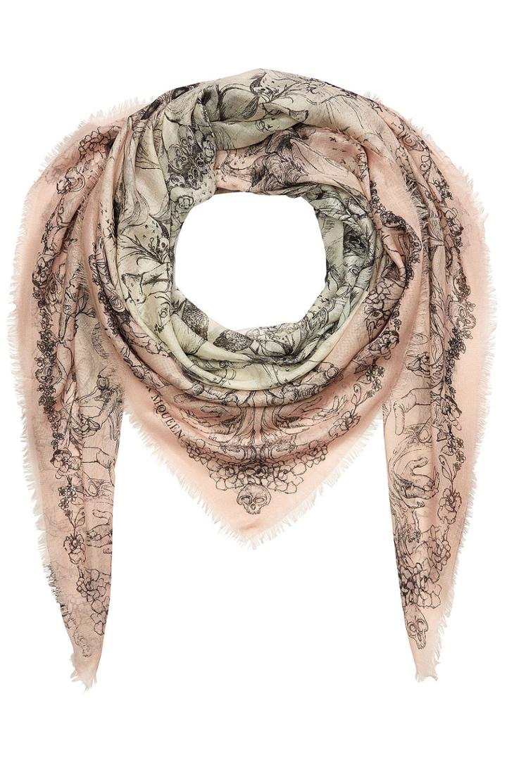 Alexander Mcqueen Alexander Mcqueen Printed Silk Blend Scarf