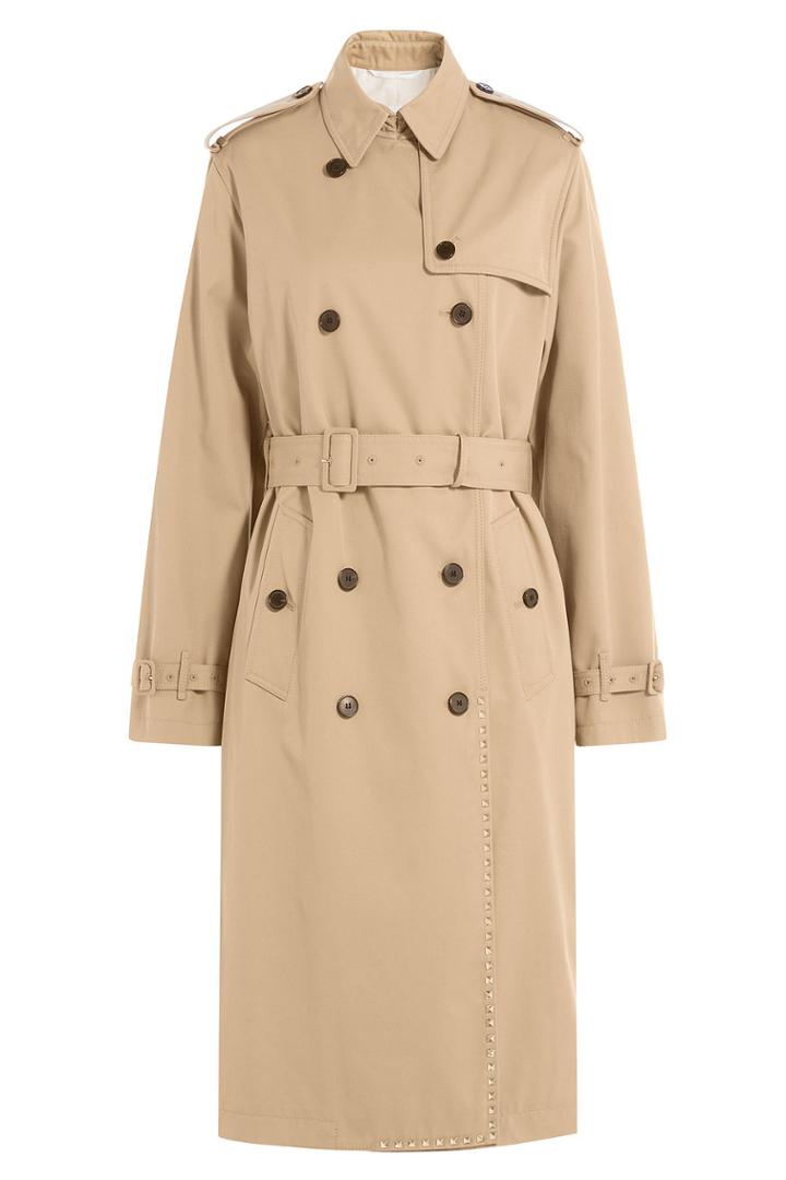 Valentino Valentino Rockstud Trench Coat With Cotton - Camel