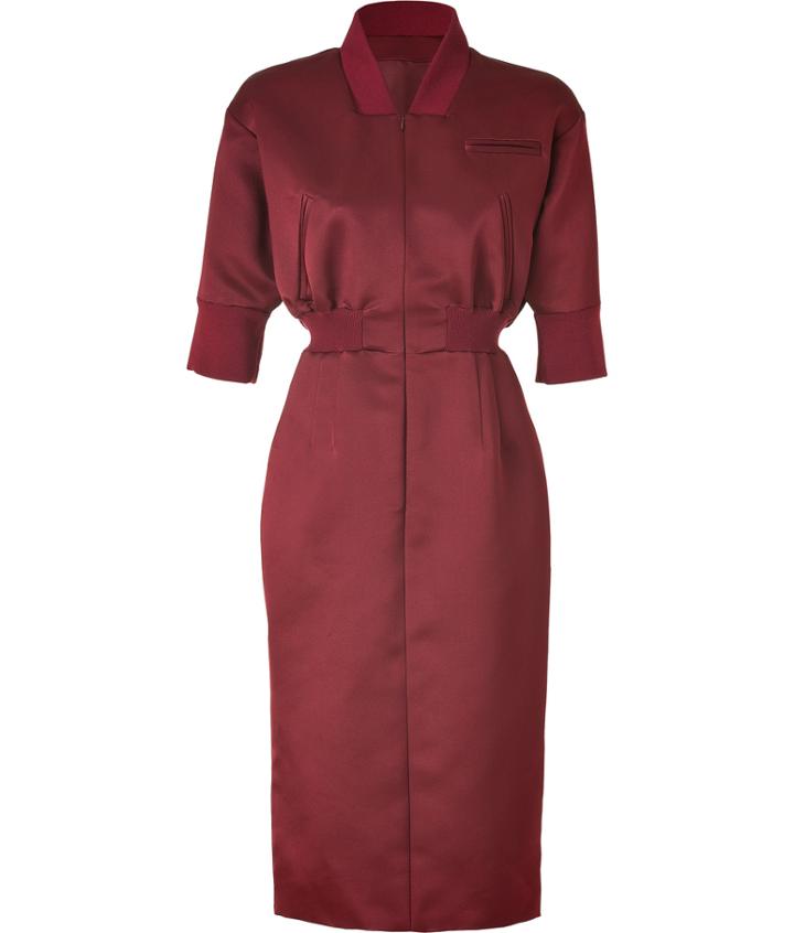 Jil Sander Cardinal Satin Silk Promise Shirtdress