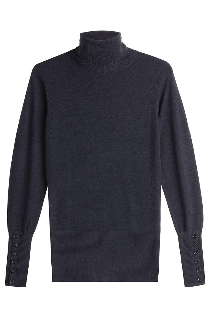 Steffen Schraut Steffen Schraut Merino Wool Turtleneck Pullover With Buttoned Cuffs - Blue