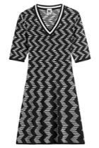 M Missoni M Missoni Cotton-blend Two-tone Knit Dress - Black