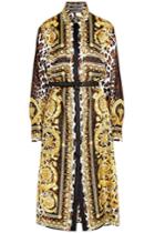 Versace Versace Printed Silk Dress With Leather Belt