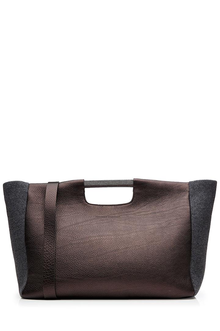 Brunello Cucinelli Brunello Cucinelli Textured Leather Tote With Bead Embellishment