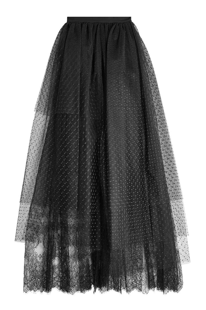 Elie Saab Elie Saab Tulle Skirt With Lace