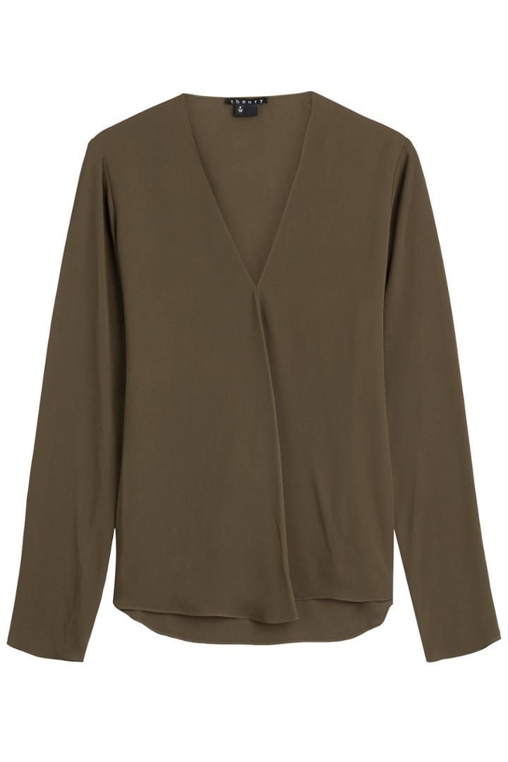 Theory Theory Draped Silk Blouse