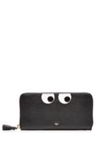 Anya Hindmarch Anya Hindmarch Leather Large Zip Around Wallet With Eyes - Black