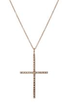 Ileana Makri Ileana Makri 18k Pink Gold Classic Cross Necklace With White Diamonds