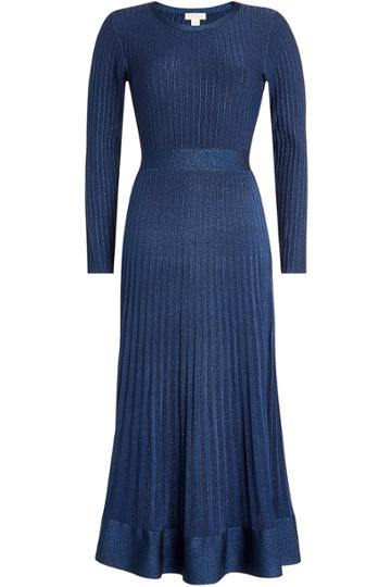 Dhela Dhela Pleated Dress With Metallic Thread