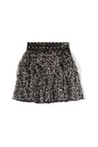 Just Cavalli Just Cavalli Ruffled Animal Print Mini Skirt With Stud Trim