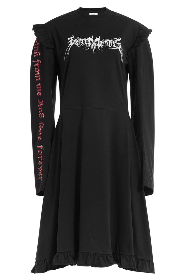 Vetements Vetements Printed Cotton Dress - Black