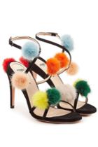 Fendi Fendi Suede Sandals With Mink Fur Pompoms