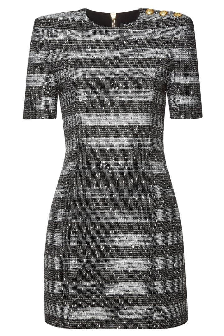 Balmain Balmain Striped Mini Dress With Sequins