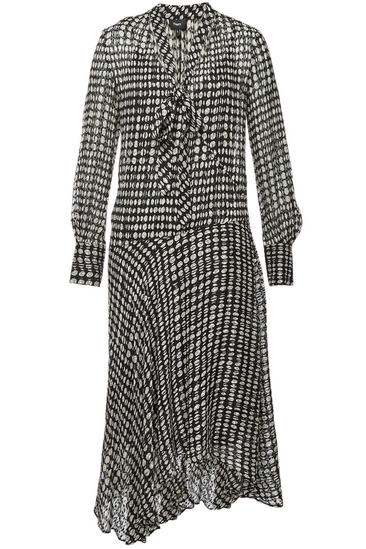 Theory Theory Printed Midi Dress With Silk