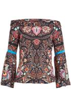 Etro Etro Off-shoulder Printed Silk Blouse