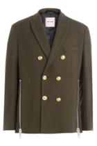 Palm Angels Palm Angels Wool Blazer With Zippers - Green