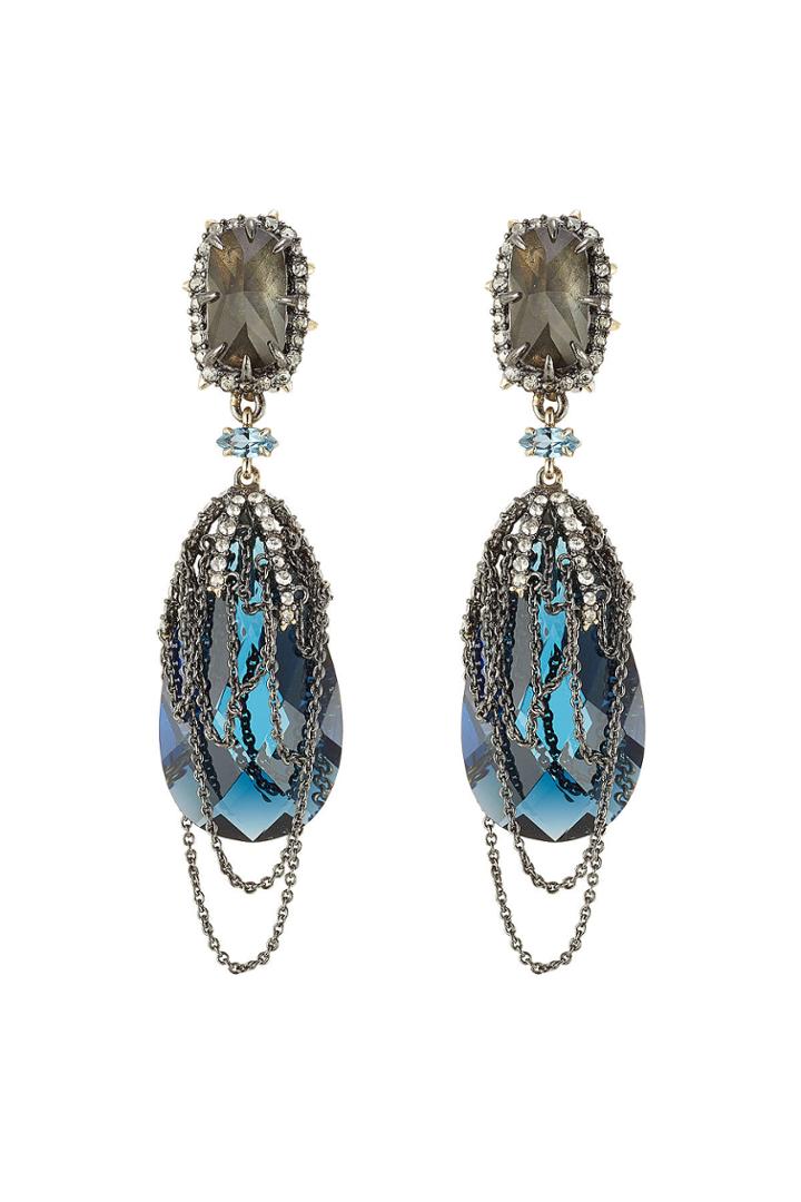 Alexis Bittar Alexis Bittar Draped Chain And Crystal Earrings - Gold