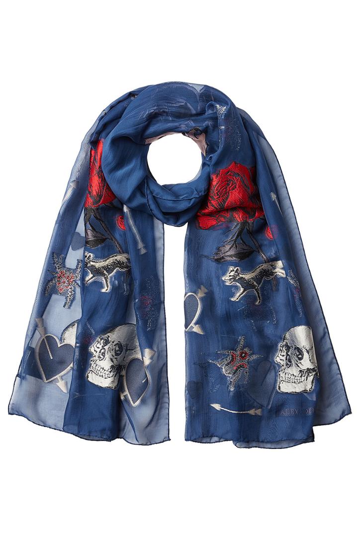 Alexander Mcqueen Alexander Mcqueen Printed Scarf With Silk And Metallic Thread