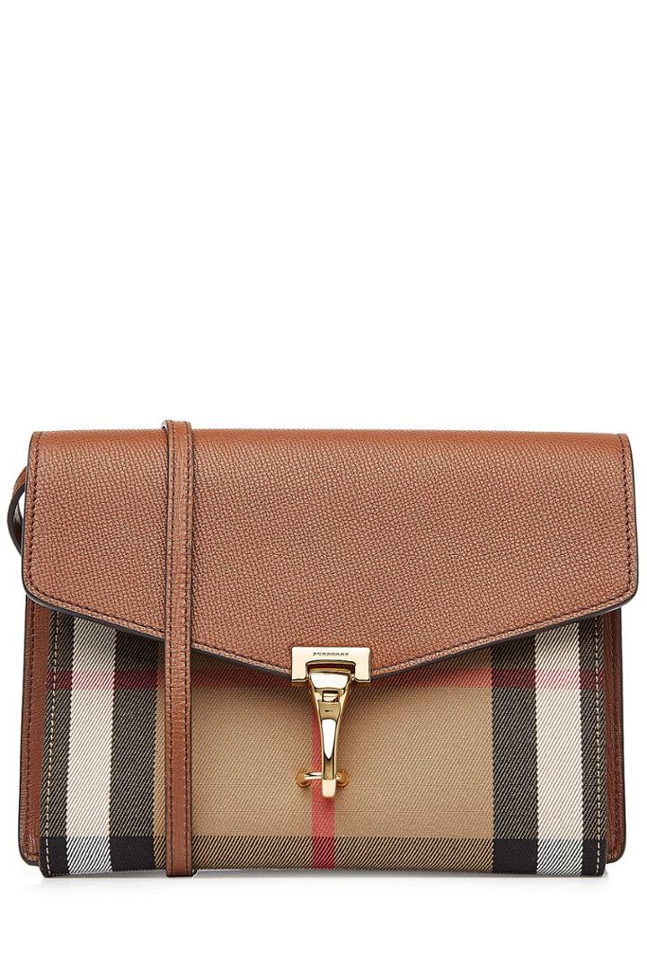 Burberry Shoes & Accessories Burberry Shoes & Accessories Shoulder Bag With Leather And Check Print Fabric - Brown