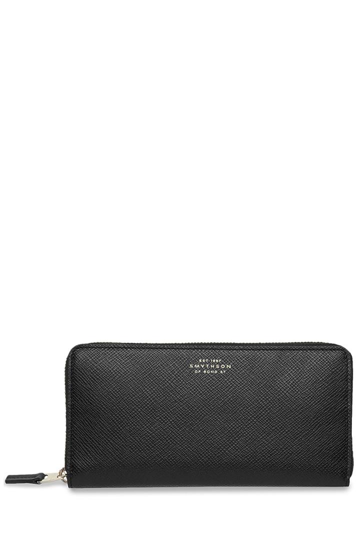 Smythson Smythson Panama Zip Around Leather Wallet - Black