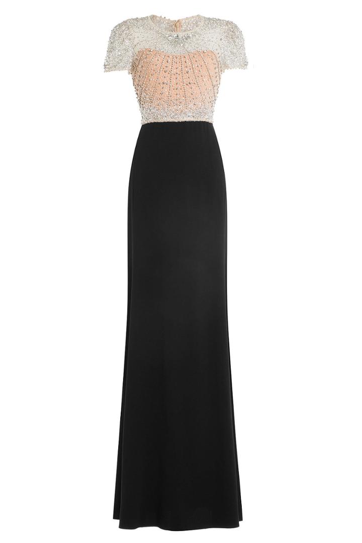 Jenny Packham Jenny Packham Two-tone Gown With Crystal-embellished Bodice - Black