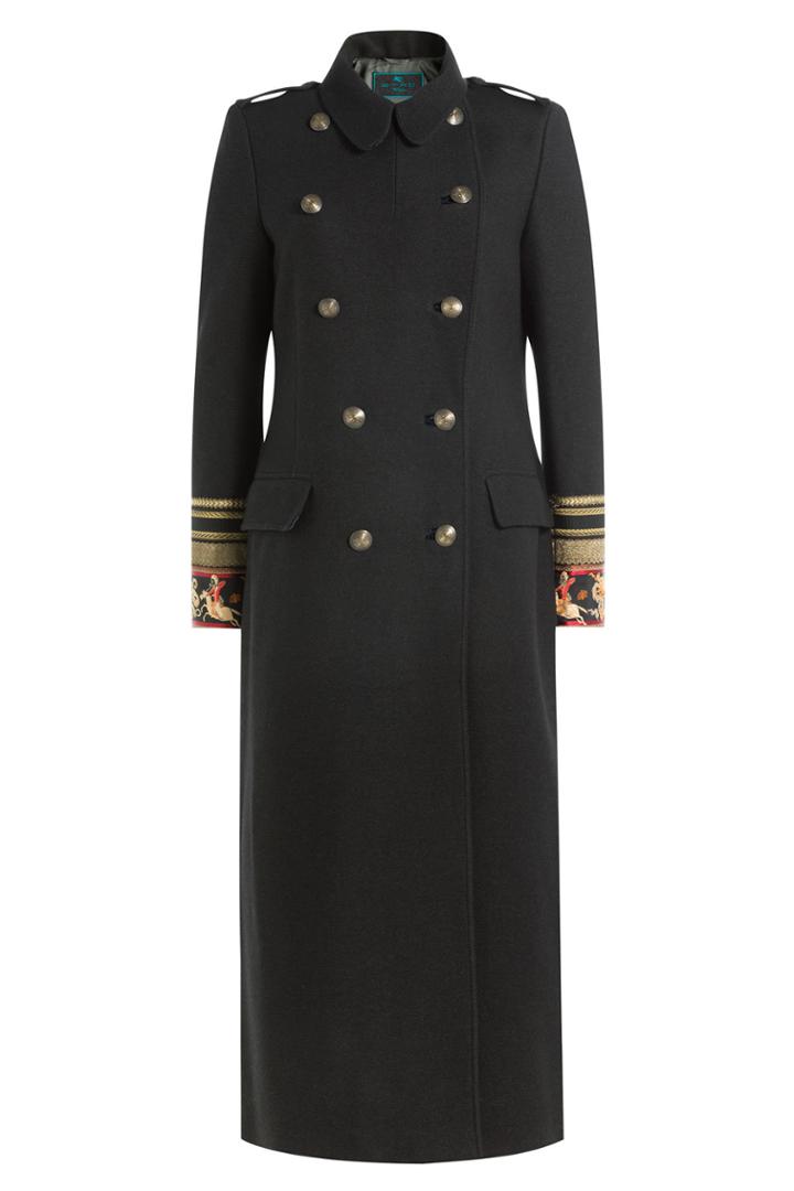 Etro Etro Wool Coat With Embroidered Cuffs And Embossed Buttons