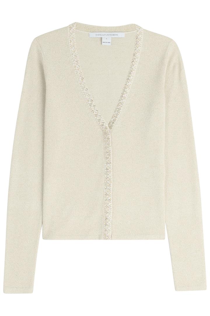 Diane Von Furstenberg Diane Von Furstenberg Cardigan With Beaded Neckline - Gold
