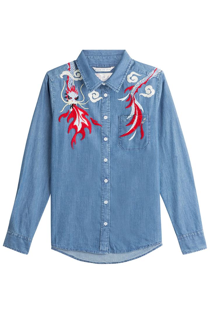 Seafarer Seafarer Embroidered Denim Shirt - Blue
