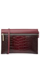 Victoria Beckham Victoria Beckham Embossed Leather Zip Pouch Cross Body Shoulder Bag - Red