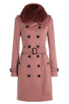Burberry London Burberry London Wool Coat With Fox Fur Collar - Rose