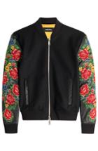 Dsquared2 Wool Bomber Jacket With Embroidered Sleeves