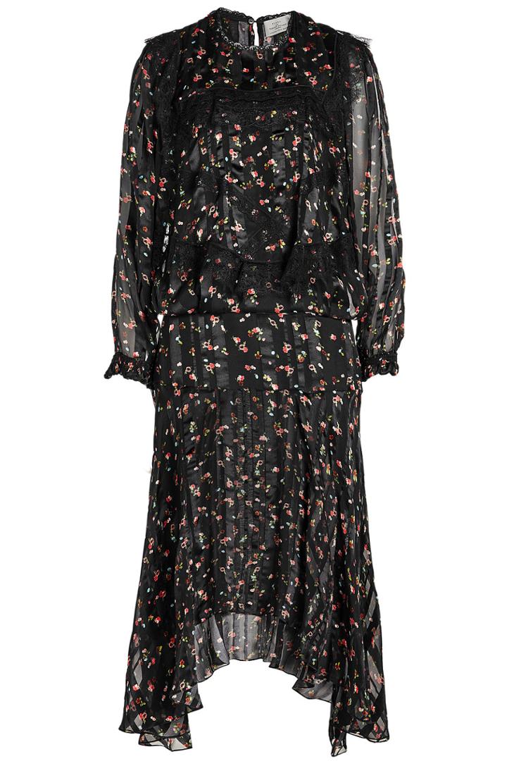 Preen By Thornton Bregazzi Preen By Thornton Bregazzi Antoinette Printed Silk Dress With Lace
