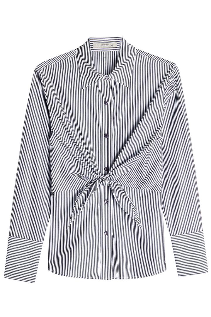 Etro Etro Striped Cotton Shirt With Knotted Front