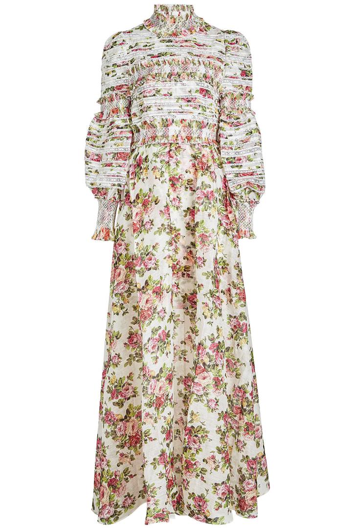 Zimmermann Zimmermann Radiate Smocked Dress In Linen And Silk