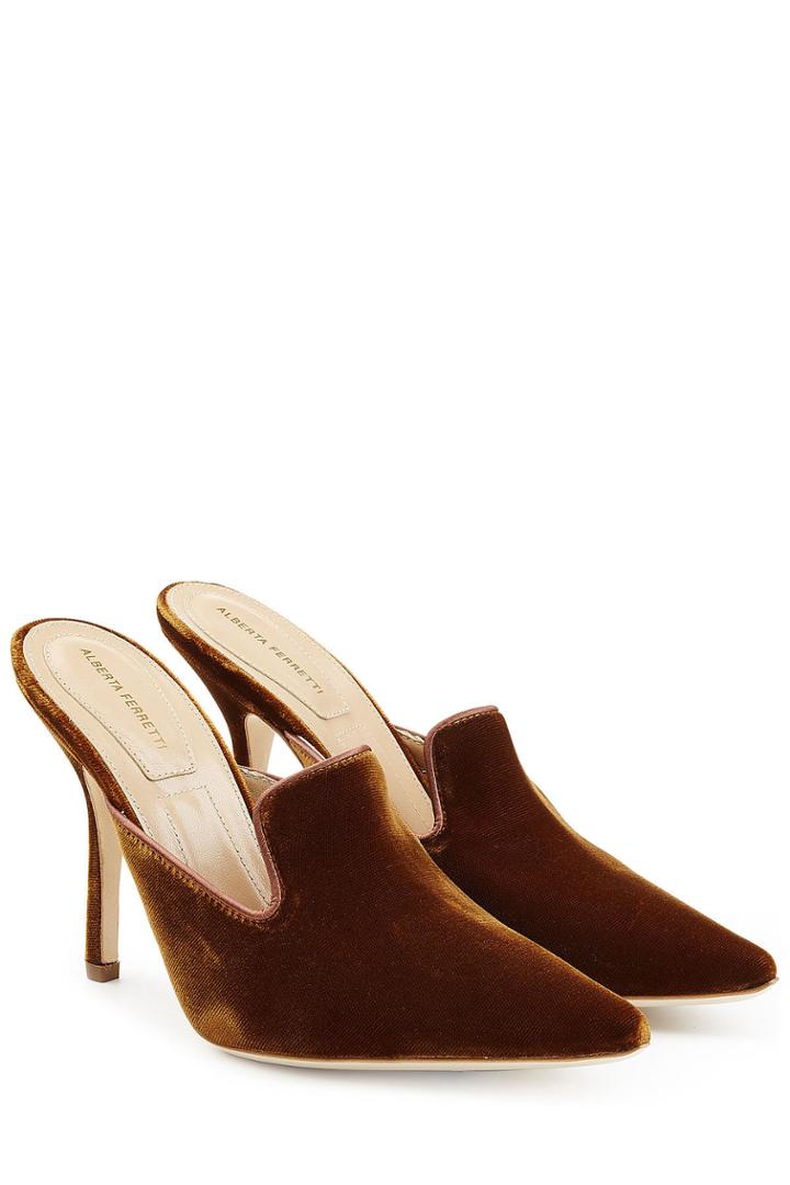 Alberta Ferretti Alberta Ferretti Velvet Mules With Stiletto Heel