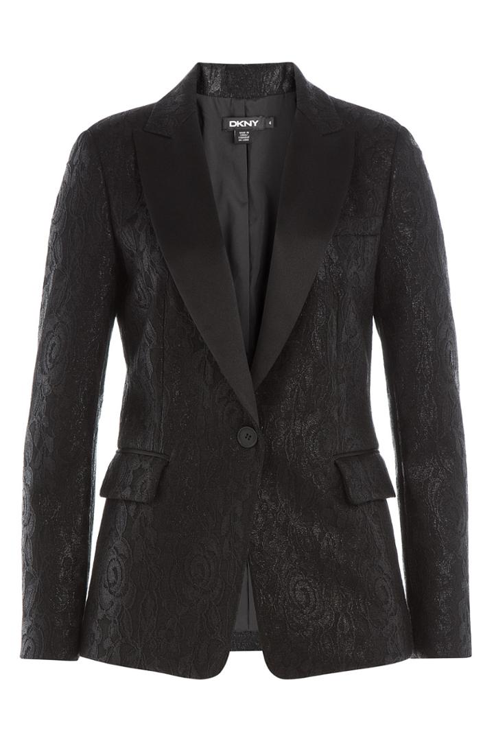 Dkny Dkny Lace Overlay Blazer - Black